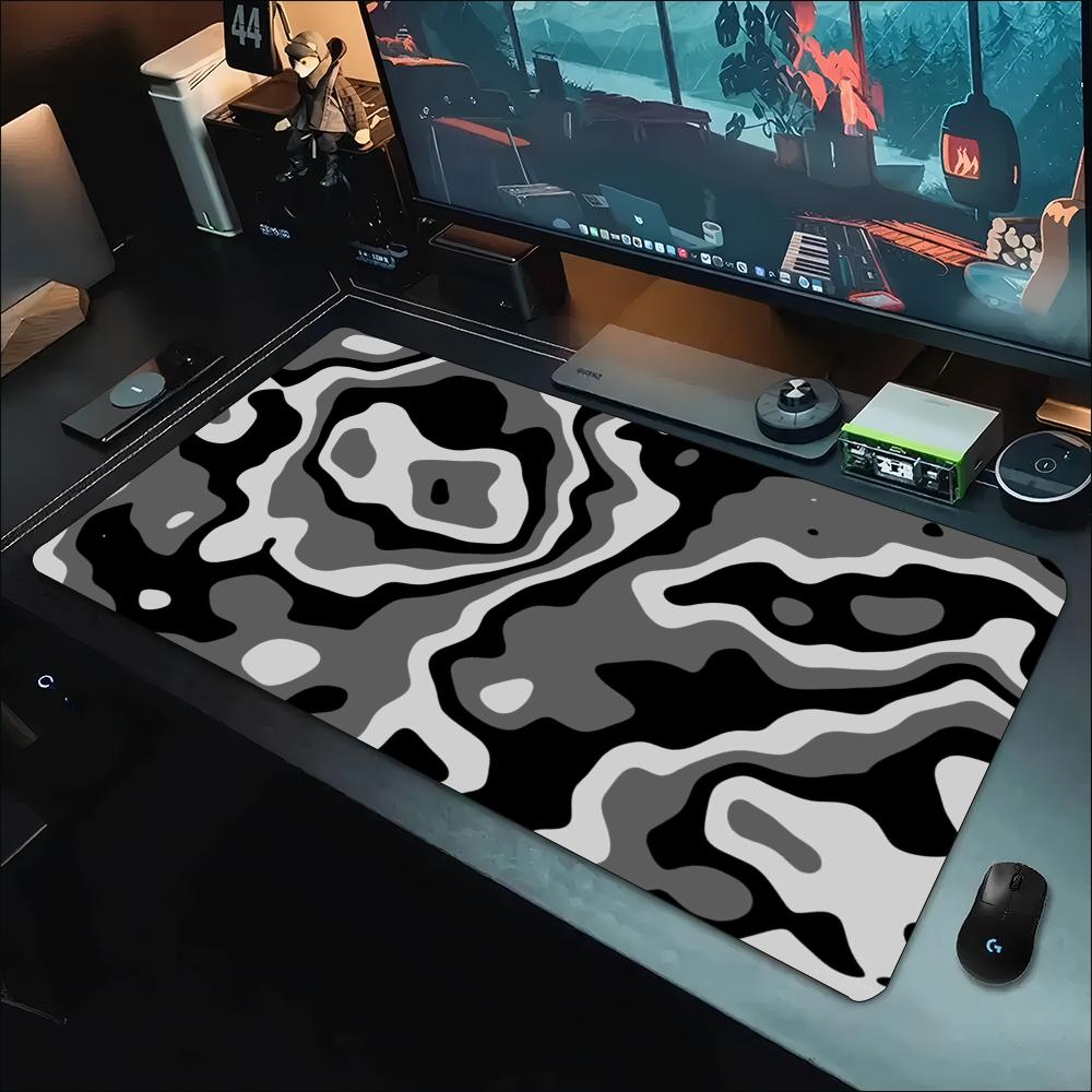 Desk Setup Grey - 데스크 매트 그레이 화이트 지형학적 소용돌이