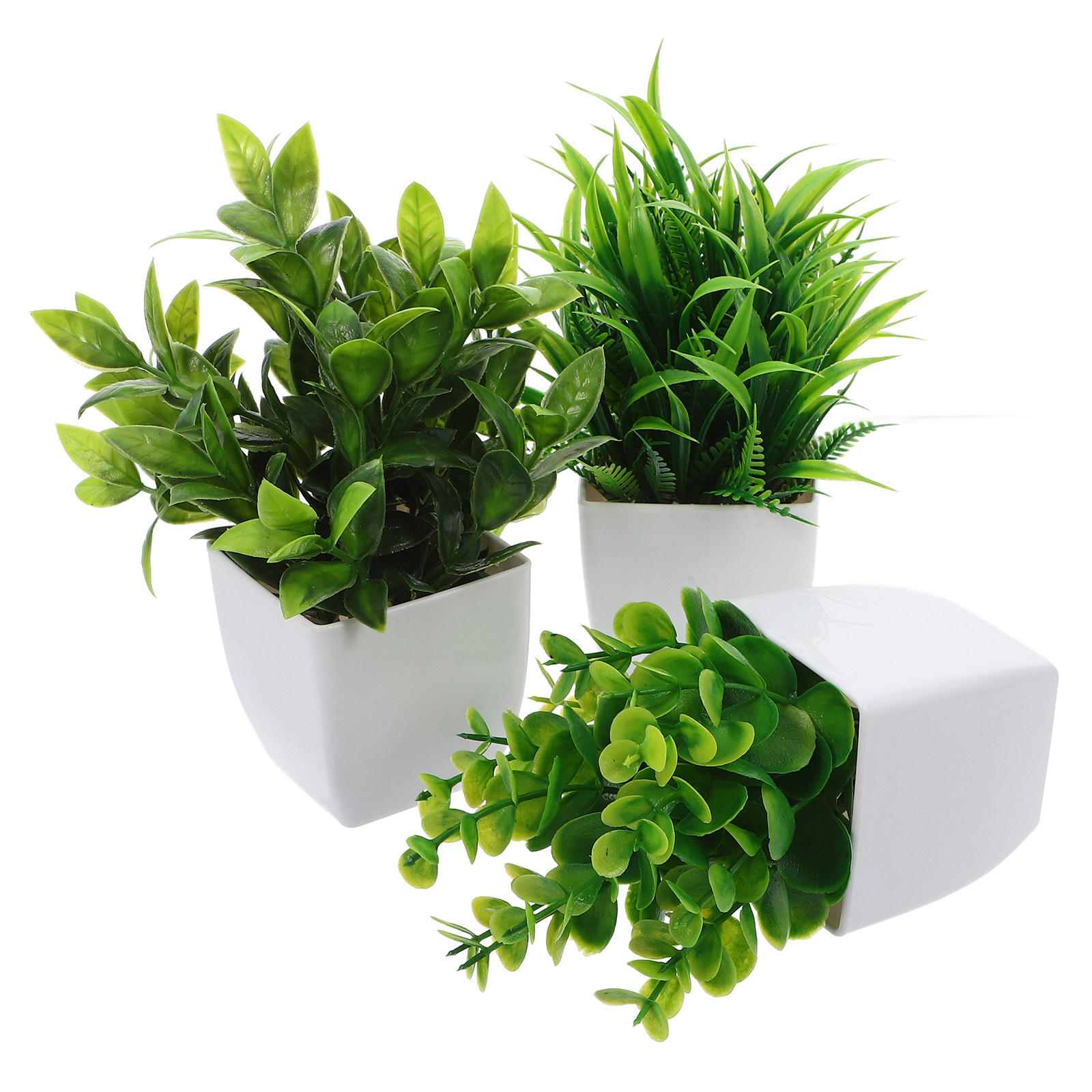 Plant Pot Small Desk - 3개 미니 인조 화분 식물, 책상,