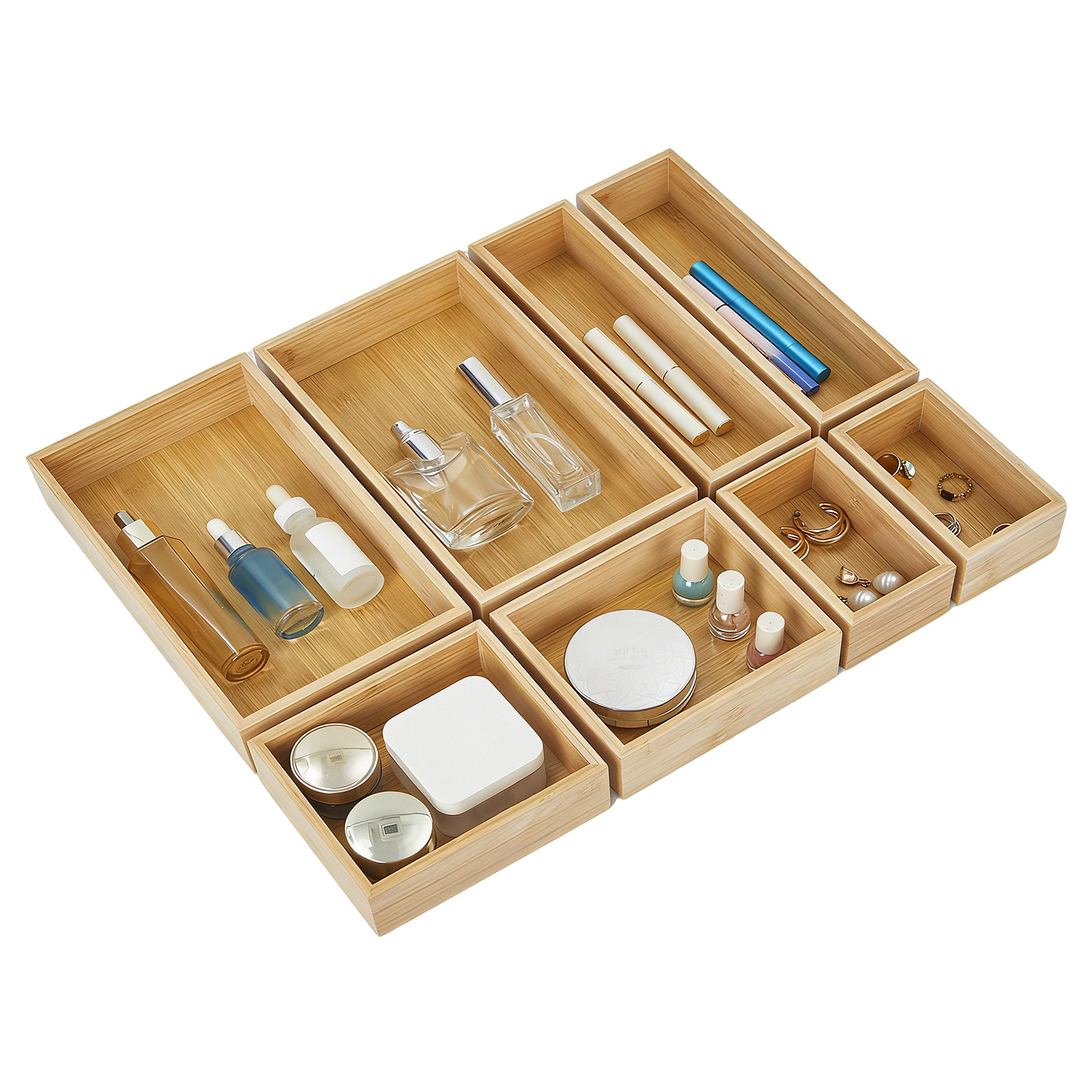 Drawer Organizer Bamboo - 8피스 천연 대나무 서랍 정리함 세트