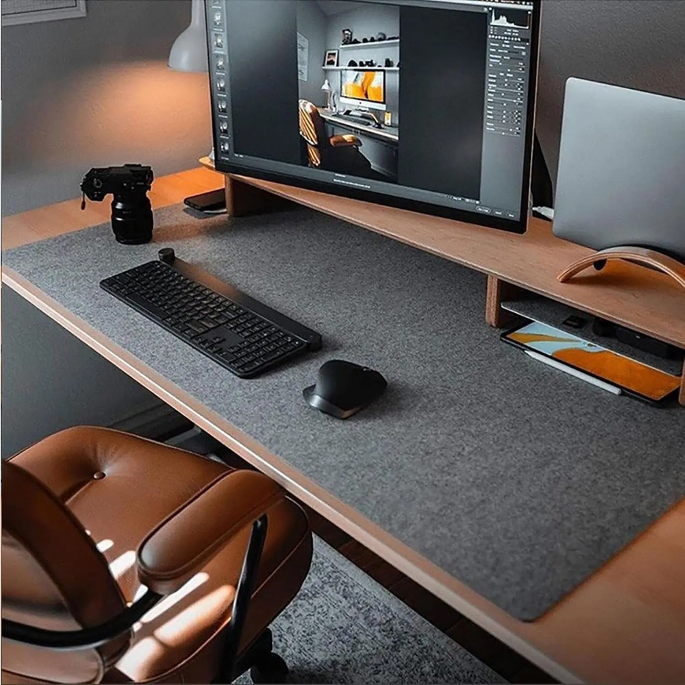 Desk Setup Ergonomic - 펠트 데스크 매트 컴퓨터 매트 (31.5x15.7인치)