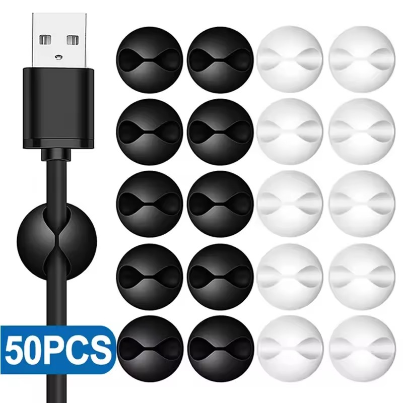 Desk Setup Cable Management - 5/50Pcs 데스크탑 벽 케이블 클립 와이어
