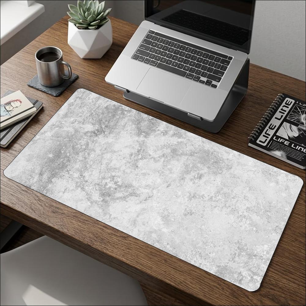 Desk Setup Grey - 미니멀리스트 그레이 대리석 질감의 대형 확장형