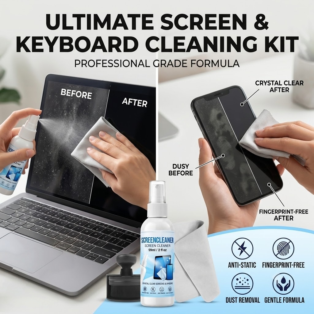 Monitor Cleaning Kit - 정전기 방지 스크린 클리너 스프레이 세트(천,