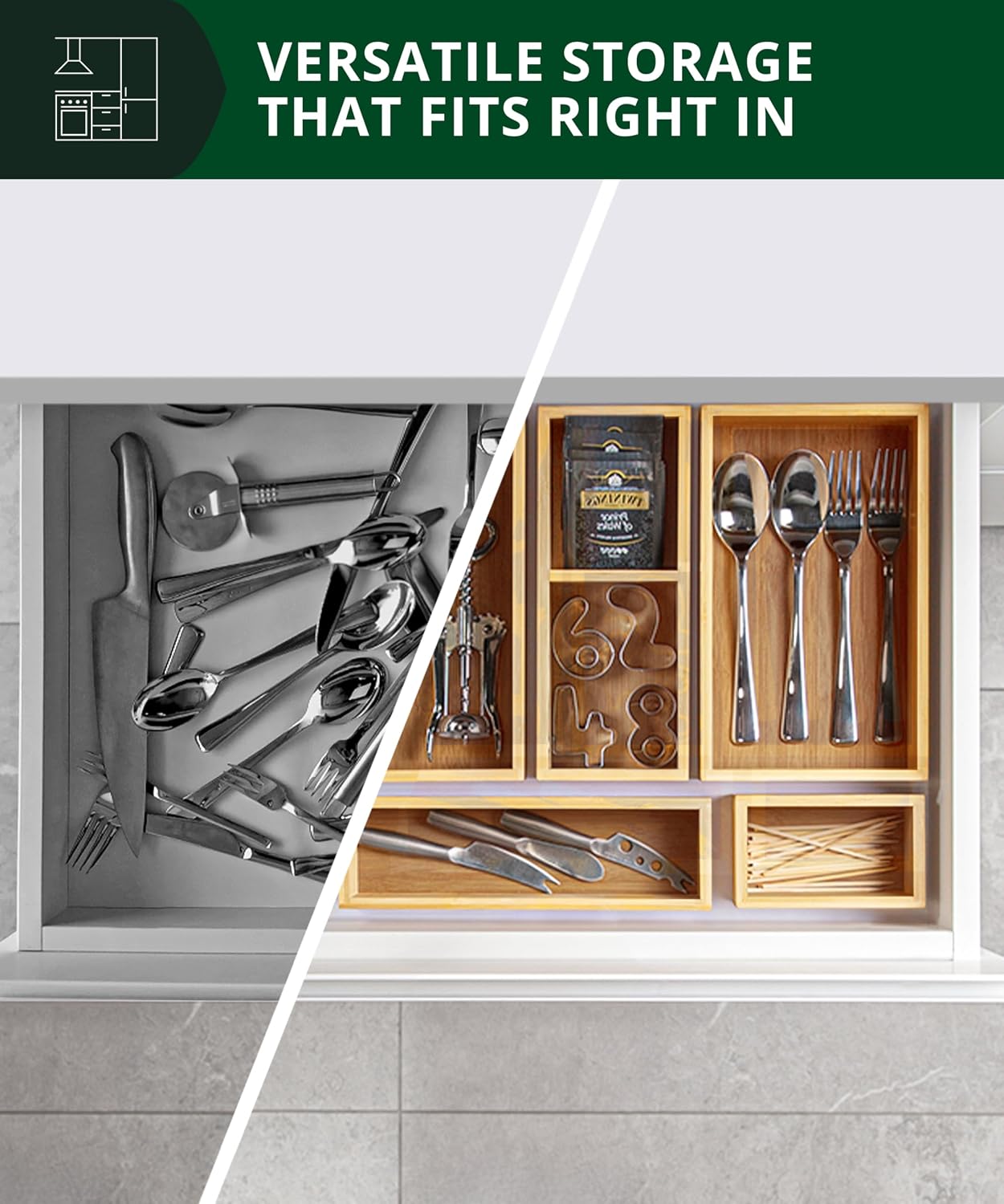5피스 대나무 서랍 정리함 세트 – 주방, 욕실, 사무 - Drawer Organizer Bamboo 리뷰 및 가격