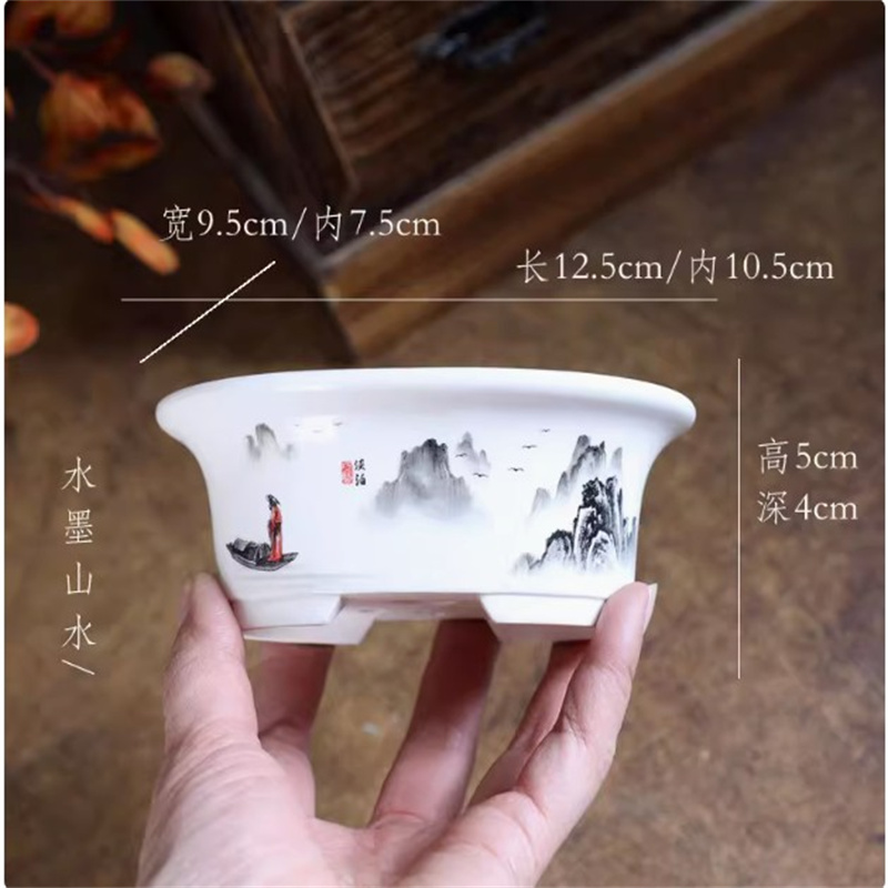 도자기 흰색 타원형 분재 냄비, 미니 냄비, 원형, 작 - Plant Pot Small Desk 리뷰 및 가격