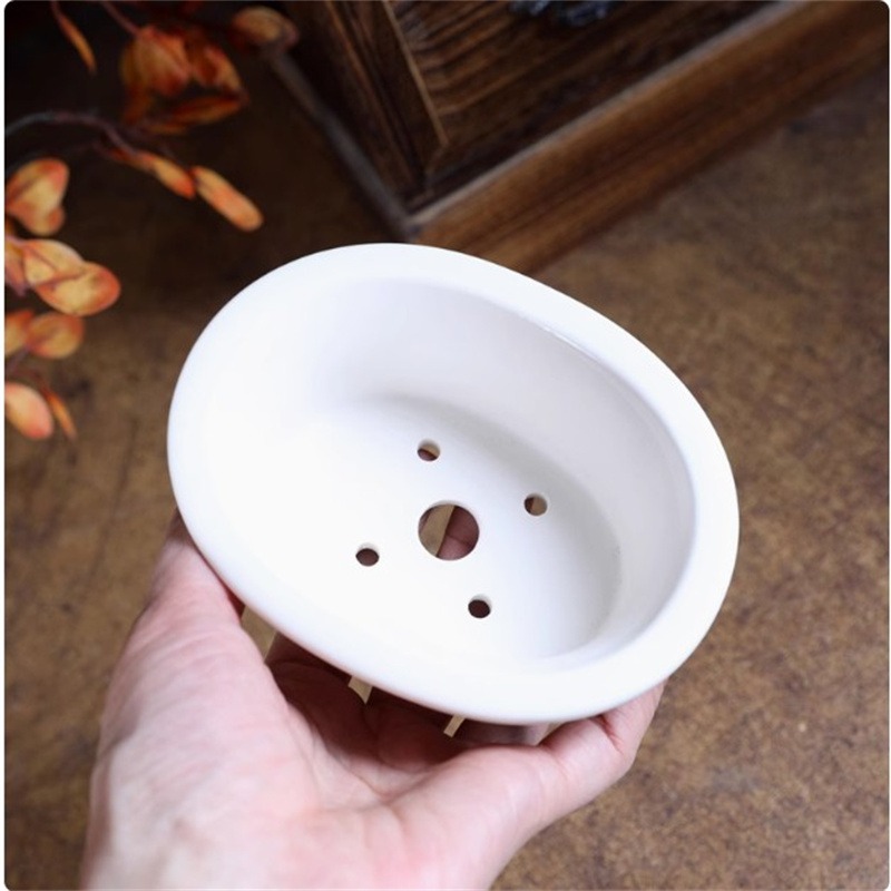도자기 흰색 타원형 분재 냄비, 미니 냄비, 원형, 작 - Plant Pot Small Desk 리뷰 및 가격