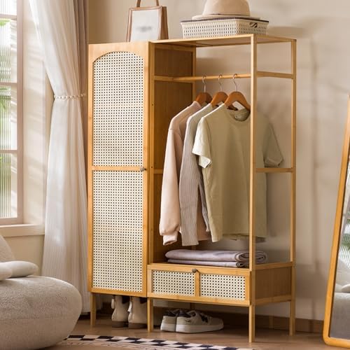 미니멀리스트 대나무 프리 스탠딩 옷걸이, 라탄 도어 및 - Drawer Organizer Bamboo 리뷰 및 가격