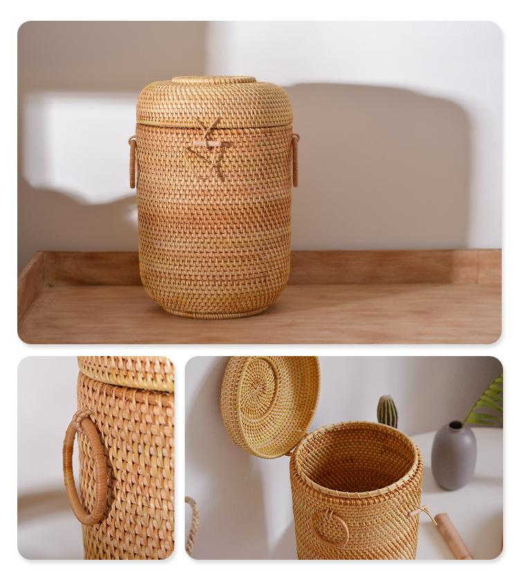 뚜껑이있는 손으로 짠 등나무 차 보관 상자 Puer 티 - Drawer Organizer Bamboo 리뷰 및 가격