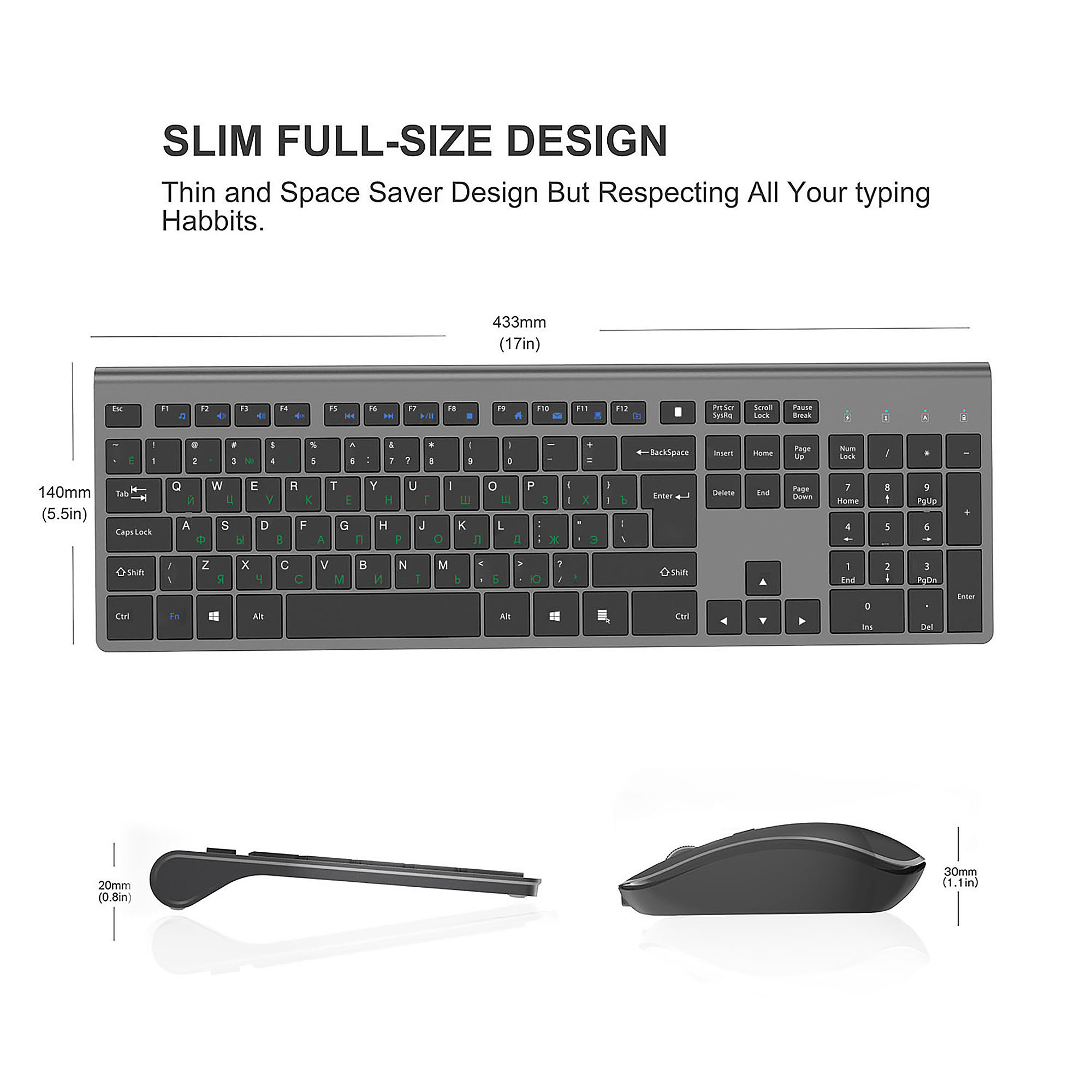 2.4GHz 무선 충전식 키보드 및 마우스 세트, 풀사 - Desk Setup Keyboard 리뷰 및 가격