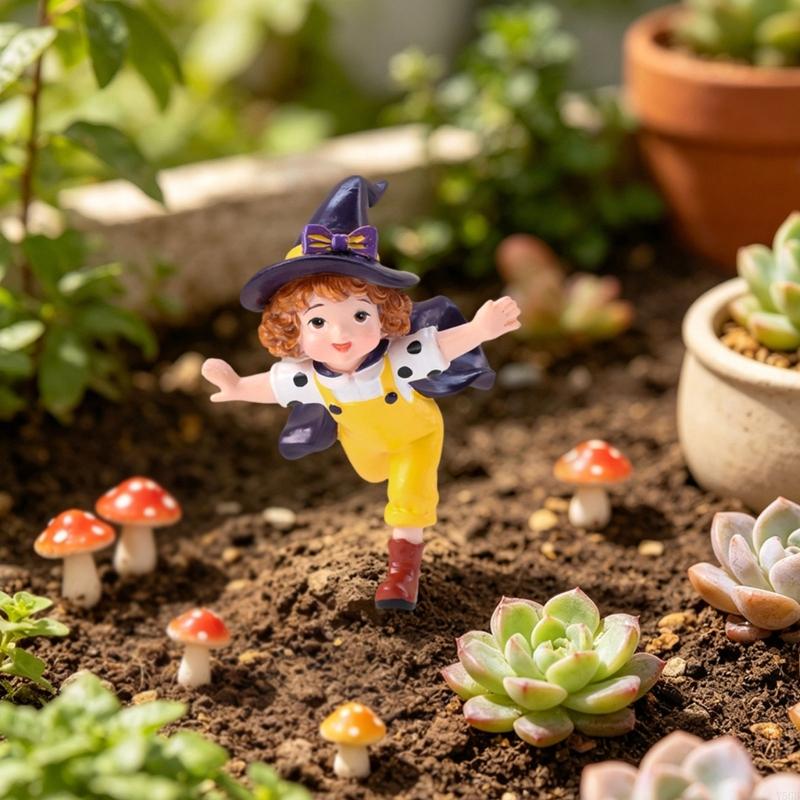 마녀 캐릭터 식물 냄비 그림 뾰족한 모자가 있는 수지  - Plant Pot Small Desk 리뷰 및 가격