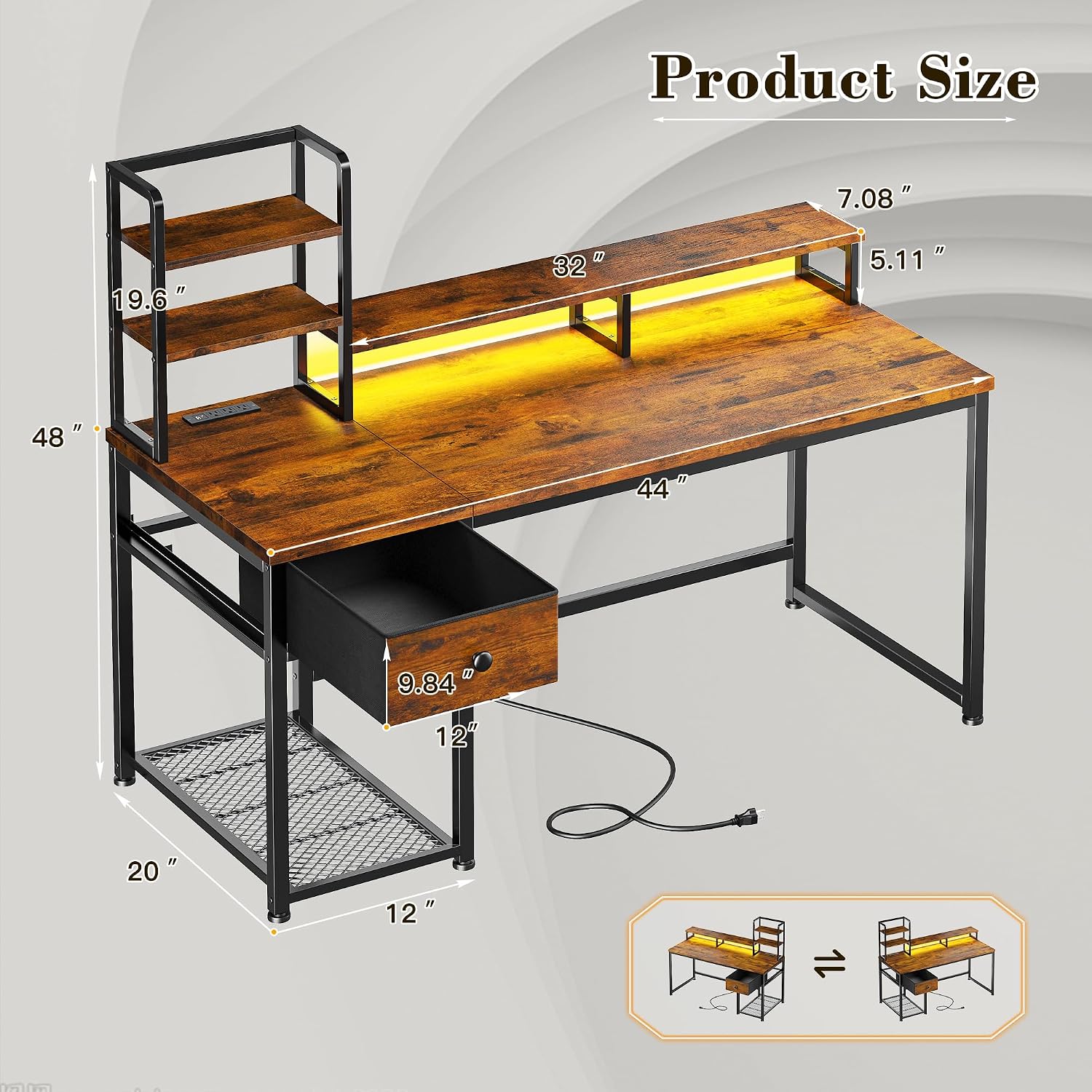십대 침실 게임용으로 적합한 44인치 브라운 색상의 맞 - Desk Setup In Small Bedroom 리뷰 및 가격