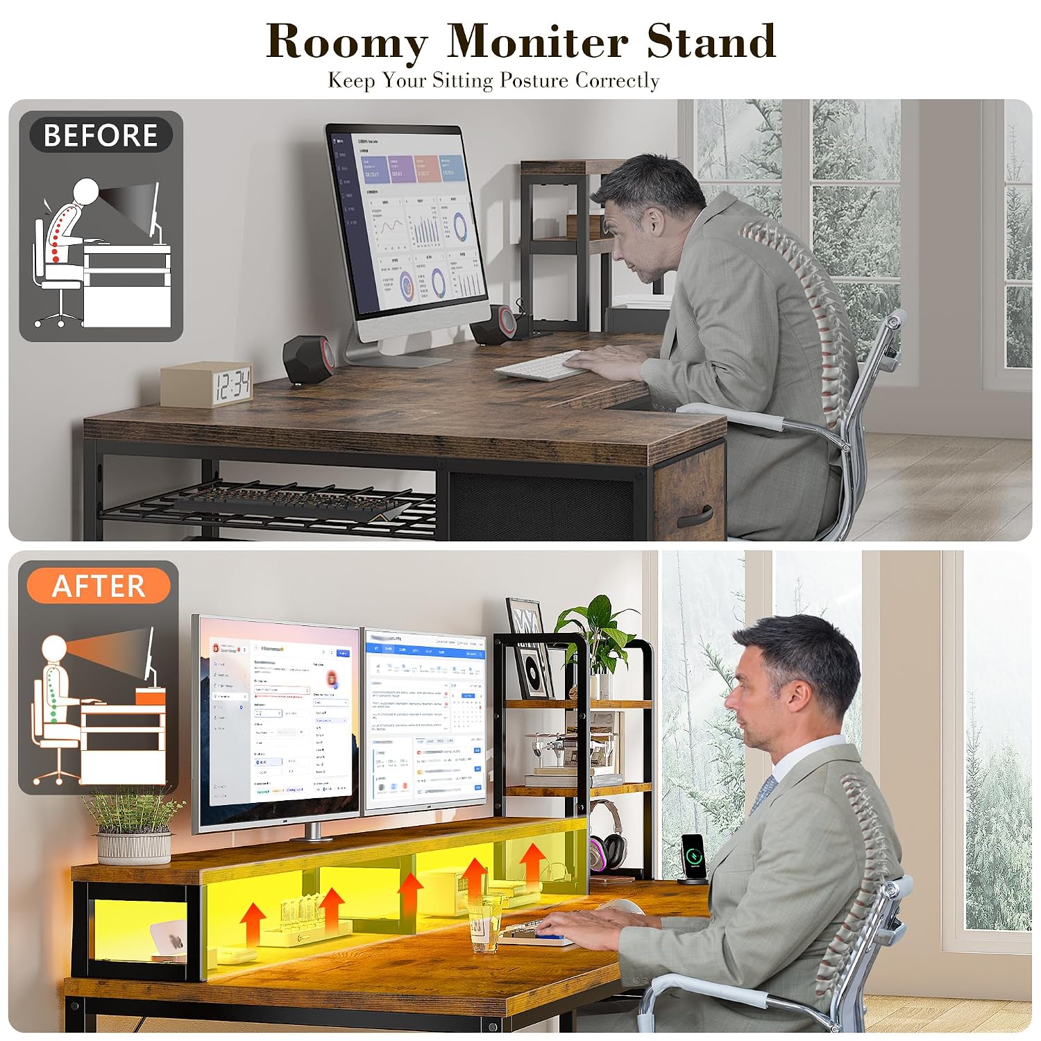 십대 침실 게임용으로 적합한 44인치 브라운 색상의 맞 - Desk Setup In Small Bedroom 리뷰 및 가격