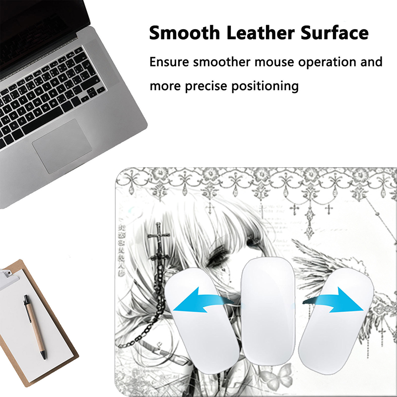 가죽 마우스 패드 블랙 화이트 애니메이션 미학 천사 소 - Desk Setup Ergonomic 리뷰 및 가격